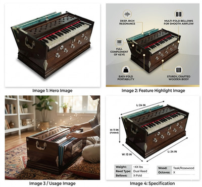 Indian Harmonium Musical Instrument | 7 Stopper Double Bellows | Wood Kirtan 39