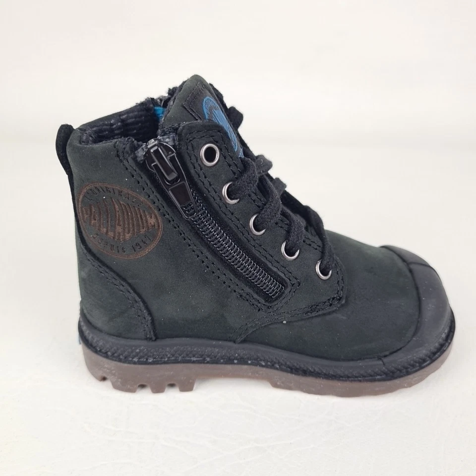 🚨 Botas Palladium 22744057 Pampa Hi Lea Refuerzo Niño Pequeño Negro Cuero Oscuro Talla 4 Foto 3 de 4