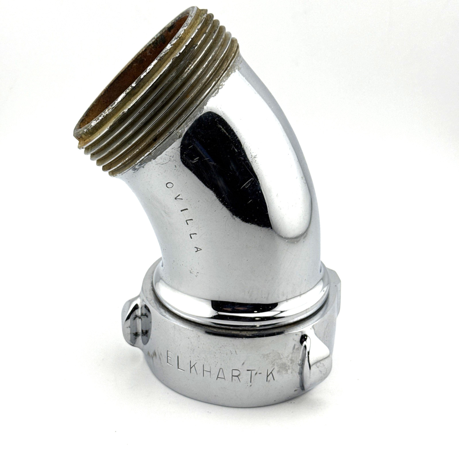 ELHART-K 45-Deg Elbow Chrome 2.5NH Female Swivel Fitting 6" Fire Truck Storz