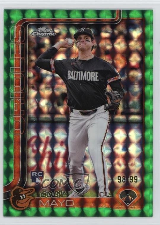 2025 Topps Chrome Green Geometric Refractor 98/99 Coby Mayo #120 Rookie RC