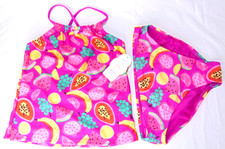 Girls Wonder Nation 2pc Purple fruit Halter tankini SwimSuit Size Lg 10-12