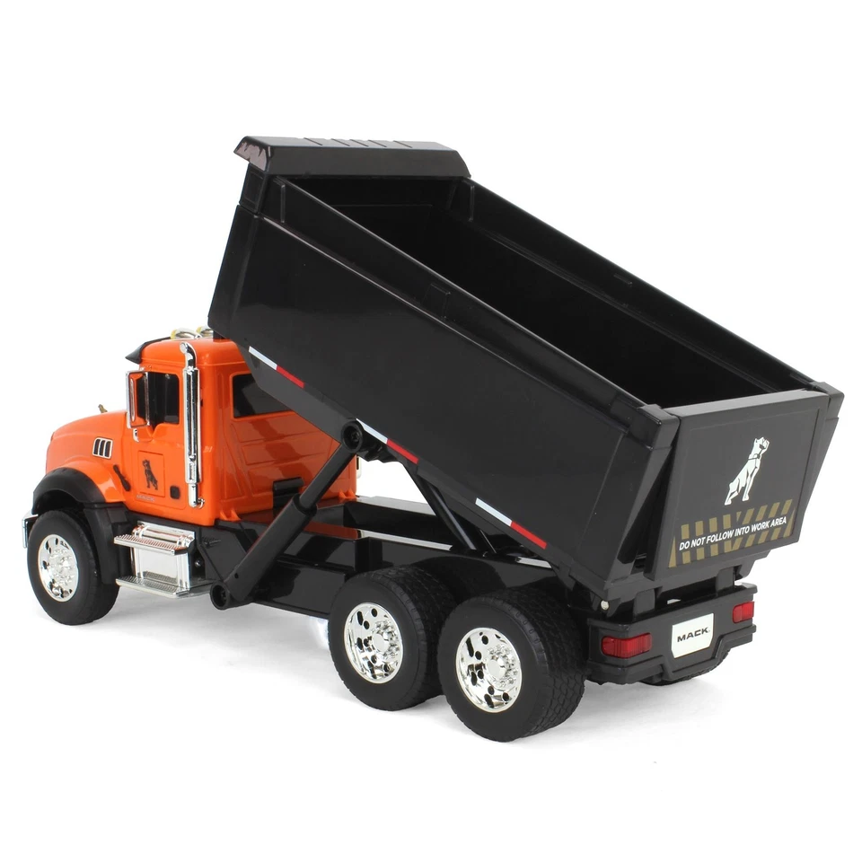 1/24 Arancione Mack Granite Plastica Autoribaltabile Camion W/ Luci & Suoni By - Immagine 4 di 4