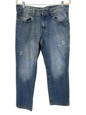 Surplus Distressed Straight Leg Jeans Size 36x32 Blue Medium Wash Denim Cotton