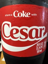 Share A Coke with  Cesar  2025 Personalized Gift Coca Cola Bottle 20oz Comb Ship