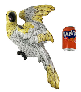 Emile Galle Antique Parrot Wall Pocket Rare Signed Faience Vase Art Nouveau