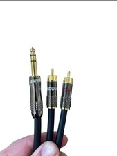 1/4 Mono To Dual RCA Male Audio Y Cable 6.35mm To Red/White Stereo Plug