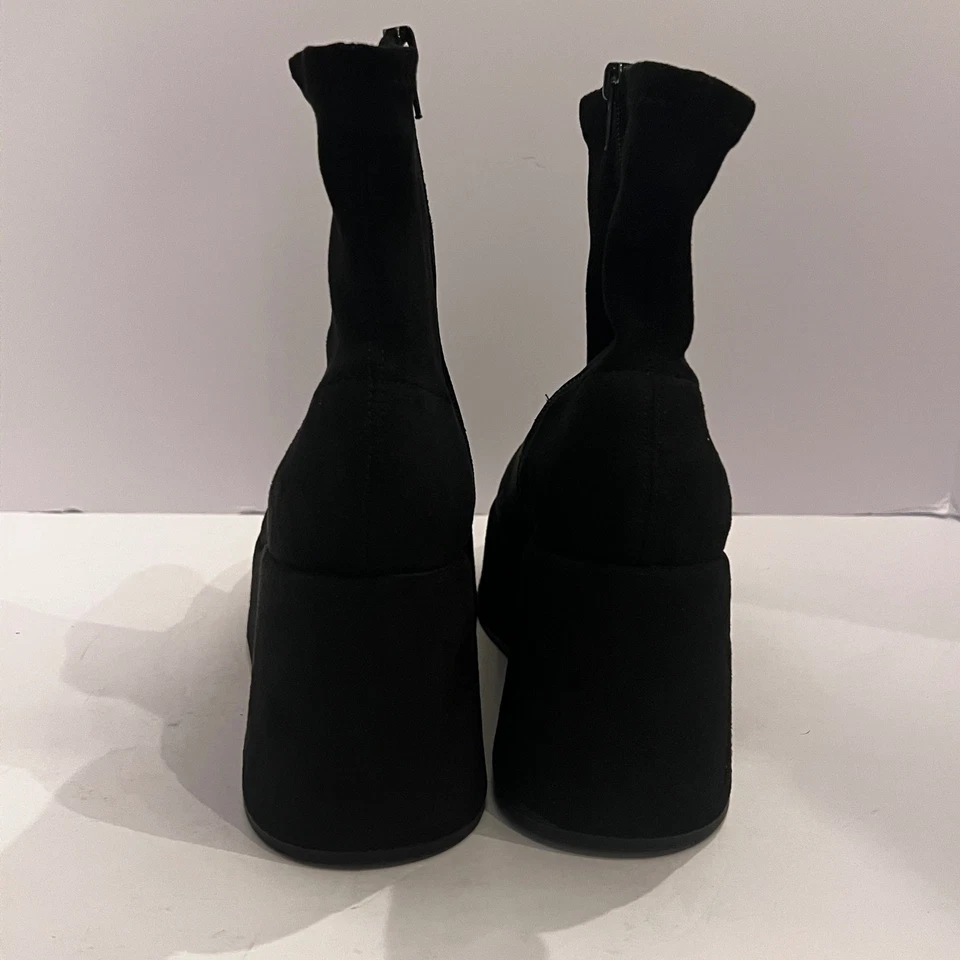 Steve Madden Negro Gamuza Calcetín Plataforma Cuña Botines Talla 8M Foto 3 de 4