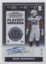 2019 Panini Contenders Rookie Playoff Ticket 85/99 Ben Banogu #222 Auto a8r