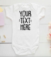 Custom WHITE ONESIE Personalized Baby Shower Gift YOU PIC SIZE & TEXT COLOR