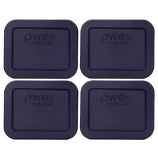 Pyrex 7213-PC Rectangular Blue 1.9 Cup Plastic Storage Lid 4PK for Glass Dish