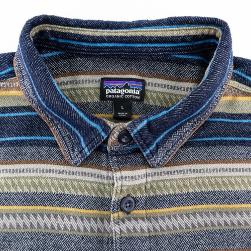 Camisa Patagonia Para Hombres Grande Fiordo Franela Peso Medio Manga Larga Abotonada Rayas - Imagen 7 de 10