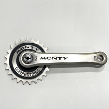 Set pedivelle bici NOS Monty Trial braccio guida destra 24t argento nuove BMX 152,5 mm