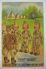 Vintage MWM Unused WWII MILITARY COMIC Postcard Cartoon Humor Funny ART TONE AC7