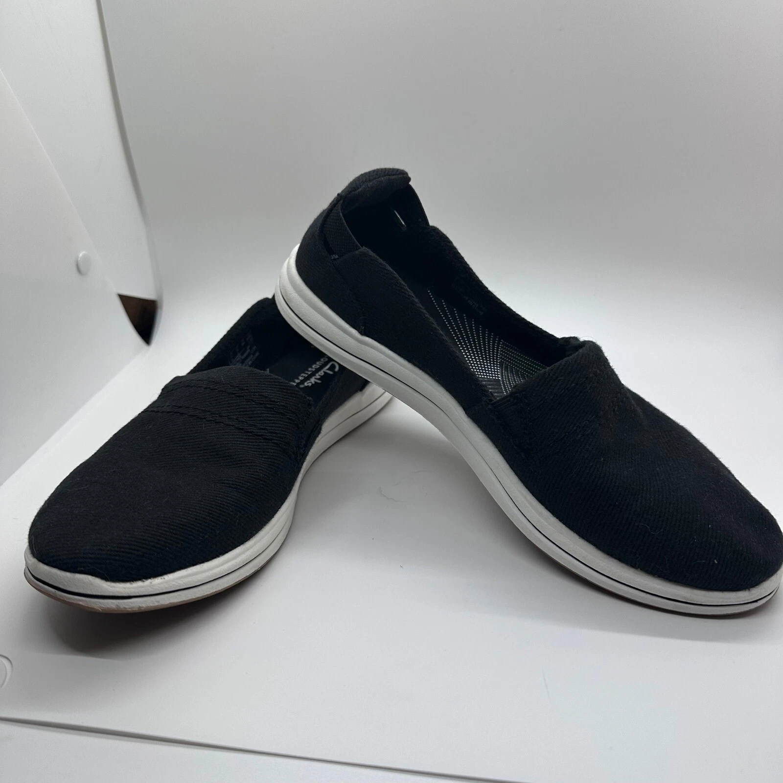 Scarpe mocassino Clarks Cloudsteppers nere slip on comode casual taglia 6