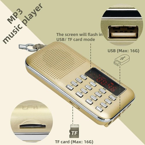 Retekess PR11 AM FM Radio Portable Rechargeable Transistor Radios Small with - Picture 5 of 9