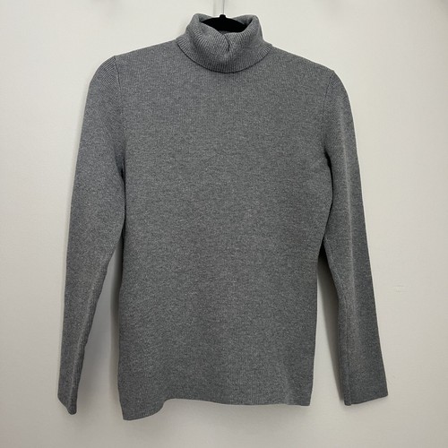 Orvis Rollkragen Damen Gr. Medium grau Strick Langarm gerippt Baumwollmischung