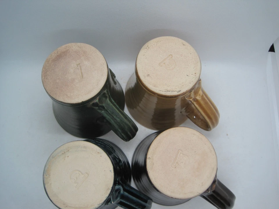 4 Rowe Pottery Works Stoneware Mugs, Moose, Loon, Wolf and Trout - Image 4 of 4