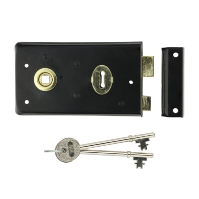 Timco 140x76 Narrow Rim Sashlock Reverse Bolt Epoxy Black & Medium Security Lock