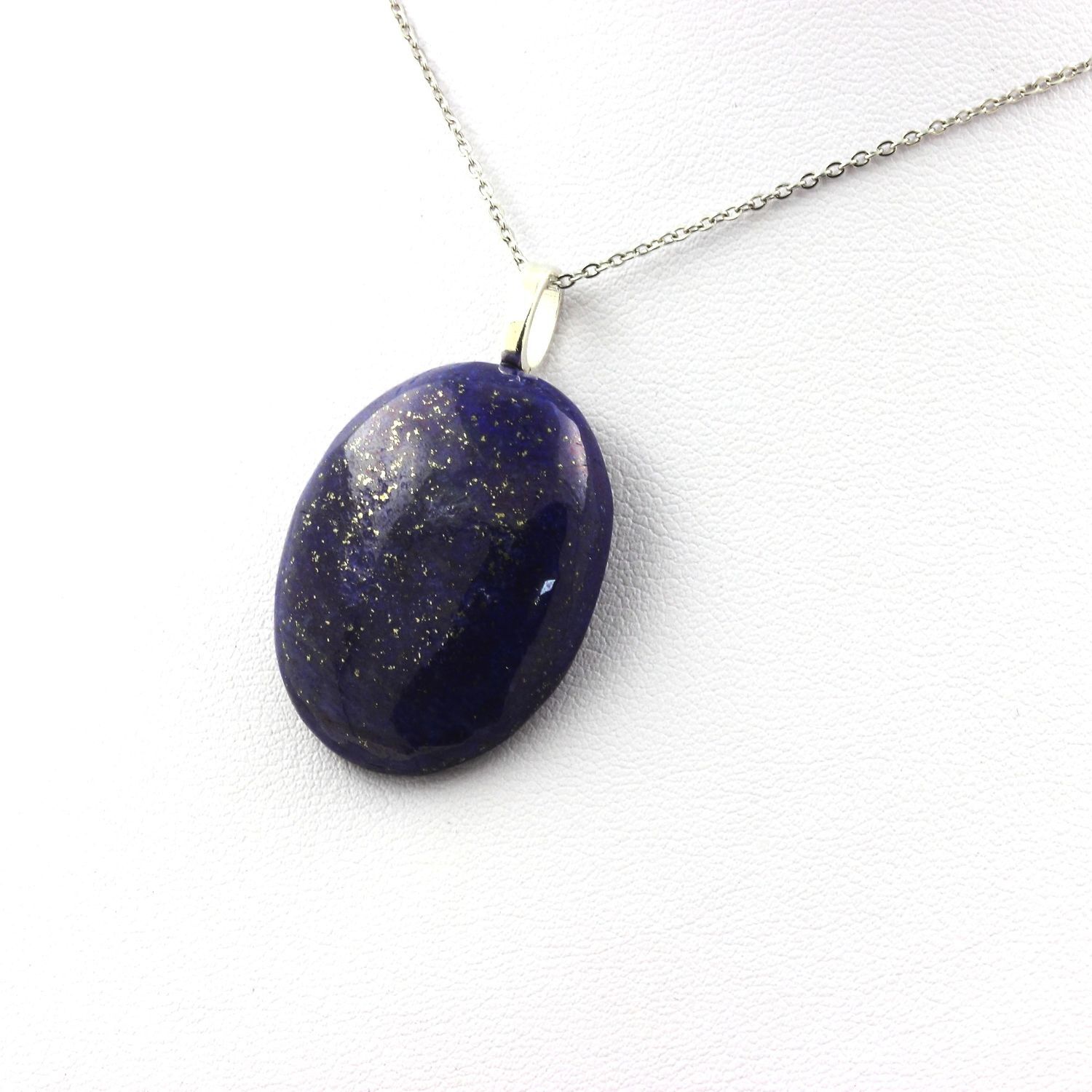 Collier en Lapis Lazuli véritable 53.14 ct, haute joaillerie en pierre ovale d'exception