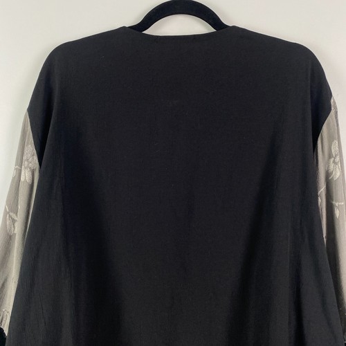Spencer Alexis Kimono Jacket Size 1X Black Velvet Floral 3/4 Sleeves - Picture 9 of 12