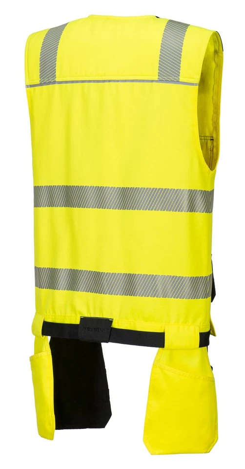 PORTWEST PW3 Hi-Vis Class 1 Tool Vest Holster Pockets Lightweight Safety PW308 - Image 3 of 4