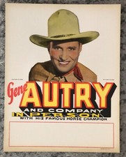 Gene Autry Display Vintage Original Store Die-Cut Counter-Top Sign 1930's