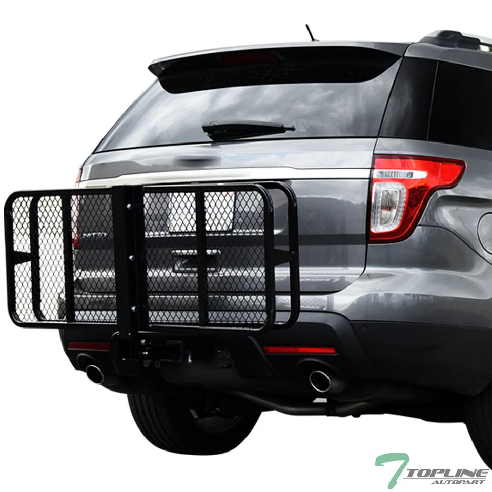 Topline 59" Mesh Foldable Trailer Hitch Cargo Carrier Basket For Suzuki - Black Foto 2 de 4