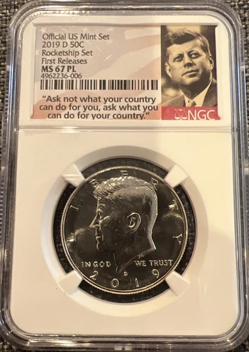 2019 D KENNEDY HALF DOLLAR NGC MS 67 PL 50C from ROCKETSHIP MINT SET