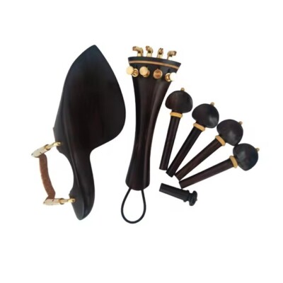 High quality whole set Violin Parts 4/4,Ebony chin rest tailpiece pegs endpin