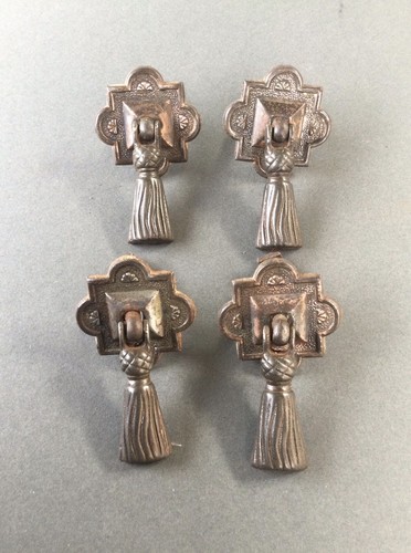 Antique Metal Cupboard Pull Handles X4 Reclaimed Salvaged - Picture 7 of 12
