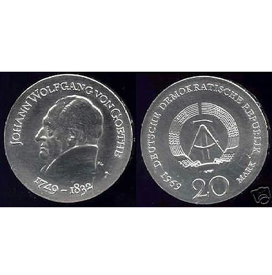 1969 - 20 M Goethe, stempelglanz - Bild 1 von 1