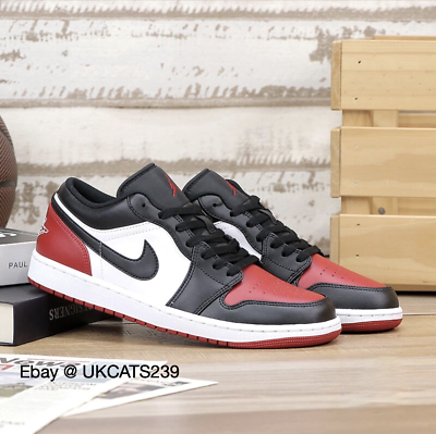 Nike Air Jordan 1 Low Bred Toe Chicago Black Red 553558-161 Men's