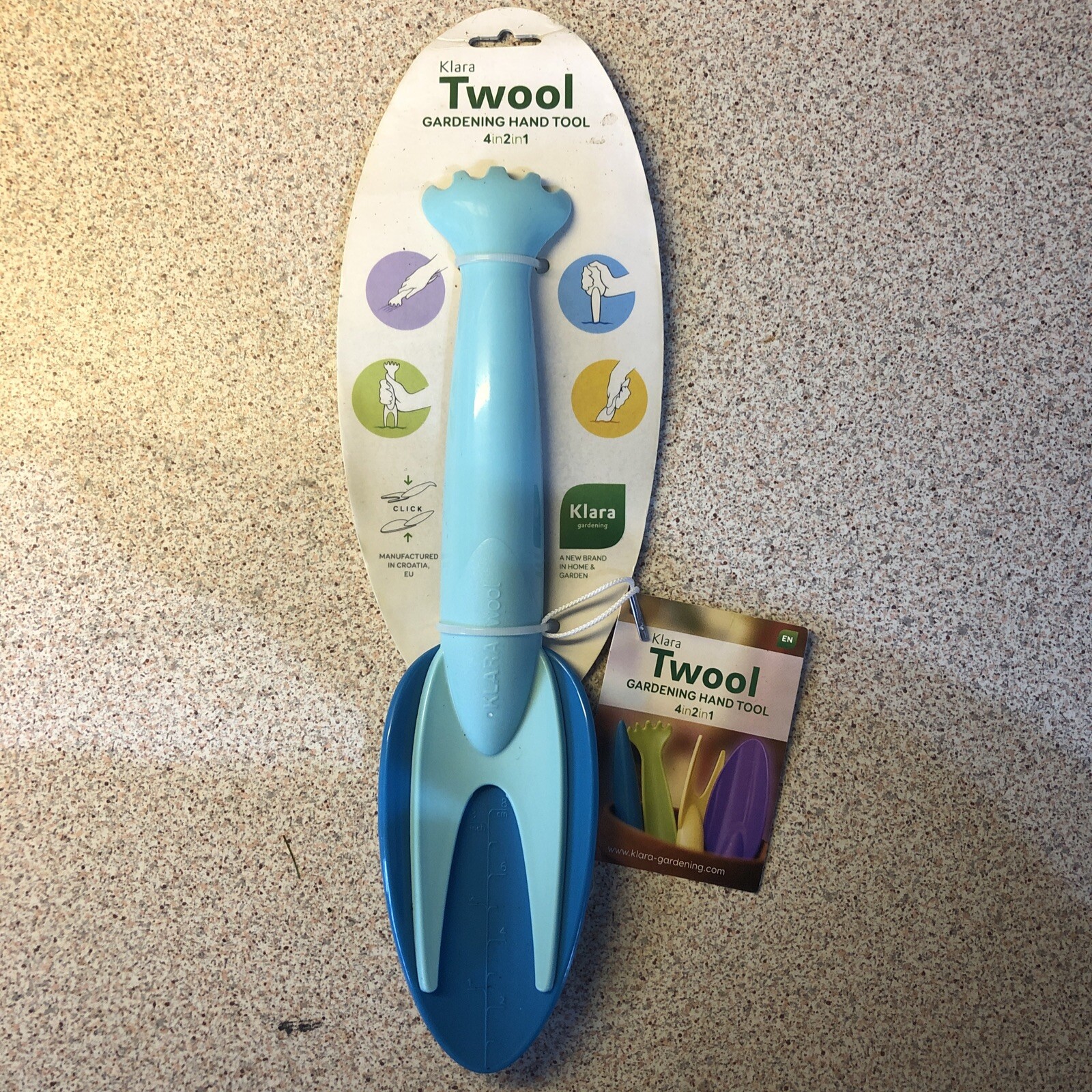 TWOOL GARDENING HAND TOOL 4 In 2 In 1 Multi Tool Dibber Trowel Rake Fork Blue