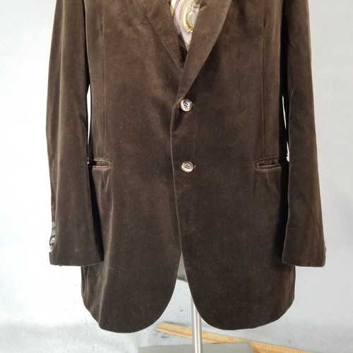 Anthony Allen velvet sport coat suit jacket Blazer men's 44L brown slim fit vint - Picture 3 of 16