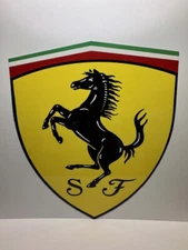 FERRARI SCUDERIA Steel LARGE Die Cut ENAMEL Dealer sign 37" high X 33" wide