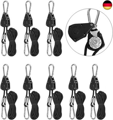 Geluode 1/8'' 8 Stücke Seil Ratsche mit Haken, Seil Ratsche Kleiderbügel A