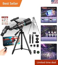 Kids and Adults Telescope 70mm Aperture 300mm Portable Refractor Kit with 3 E...