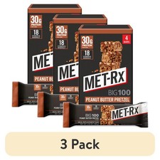 30g Protein, 12 Ct, MET-Rx Big 100 Protein Bar, Peanut Butter Pretzel New