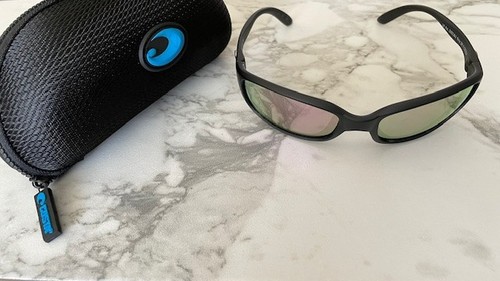 Costa Del Mar Sunglasses Brine Black Matte Frame 580P Pink Mirror W/Case -FR SH