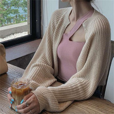 Women's Thin Section Loose Lazy Wind Long-sleeved Knitted Short Cardigan Jacket