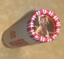 2020 (P) ORIGINAL BANK WRAP ROLL OF FIFTY UNCIRCULATED PHILADELPHIA MINT PENNIES