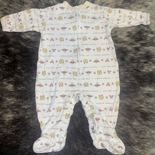 Vintage Disney Winnie the Pooh Piglet Fleece Sleeper Pajamas 3-6m White T19