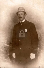 1911 Asbury Park Police Officer Cop Badge portrait RPPC Photo Postcard COPY