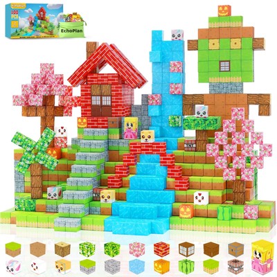 EchoPlan Magnetic Blocks 100PCS Magnetic Building Blocks to Build a 3D World ...