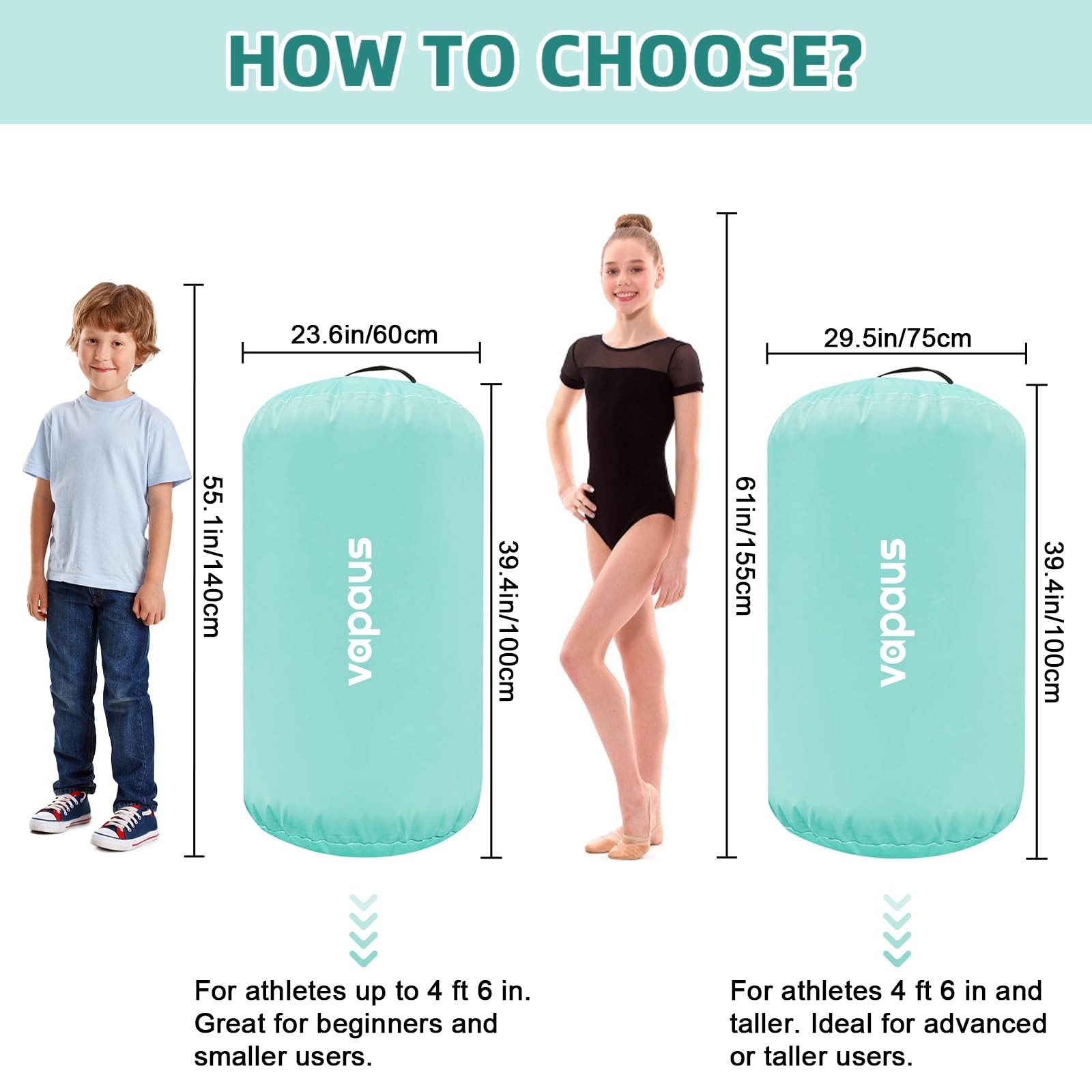 Gymnastics Air Barrel Inflatable Tumbling Roller Mat Back Handspring Trainer ...