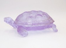 Alte Schildkr&ouml;te Glas Schmuckdose Glaschale Violett Vintage