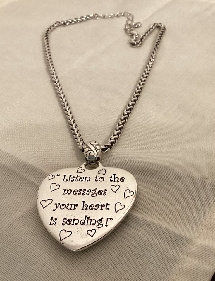 Brighton Heart Pendant Necklace Red Gold Mixed Metal Filigree Clear ...
