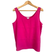 Betu pink silk tank top vintage wide strap solid lightweight Size L