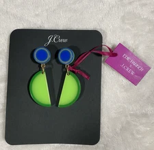 Vintage Edie Parker J.Crew Resin Lime Wedge Drop Earrings Bold Colors Brand New