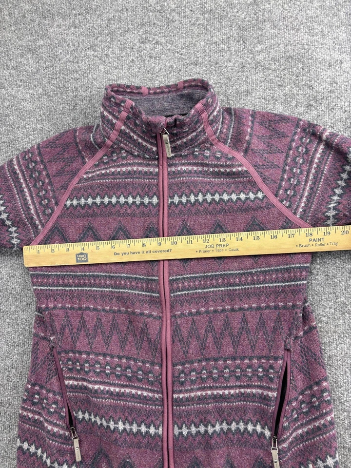 Suéter Smartwool Mujer Medio Púrpura Cremallera Completa Lana Tejido Chaqueta Fair Isle Foto 3 de 4